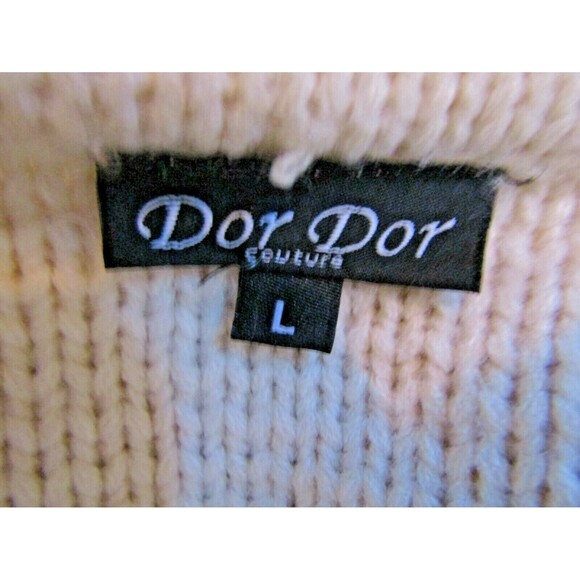 Dor Dor Couture Sweater Coat Sherpa Winter White Faux Suede Womens Size L - Picture 7 of 7